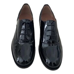 RED Valentino Black Patent Leather Brogues Flats